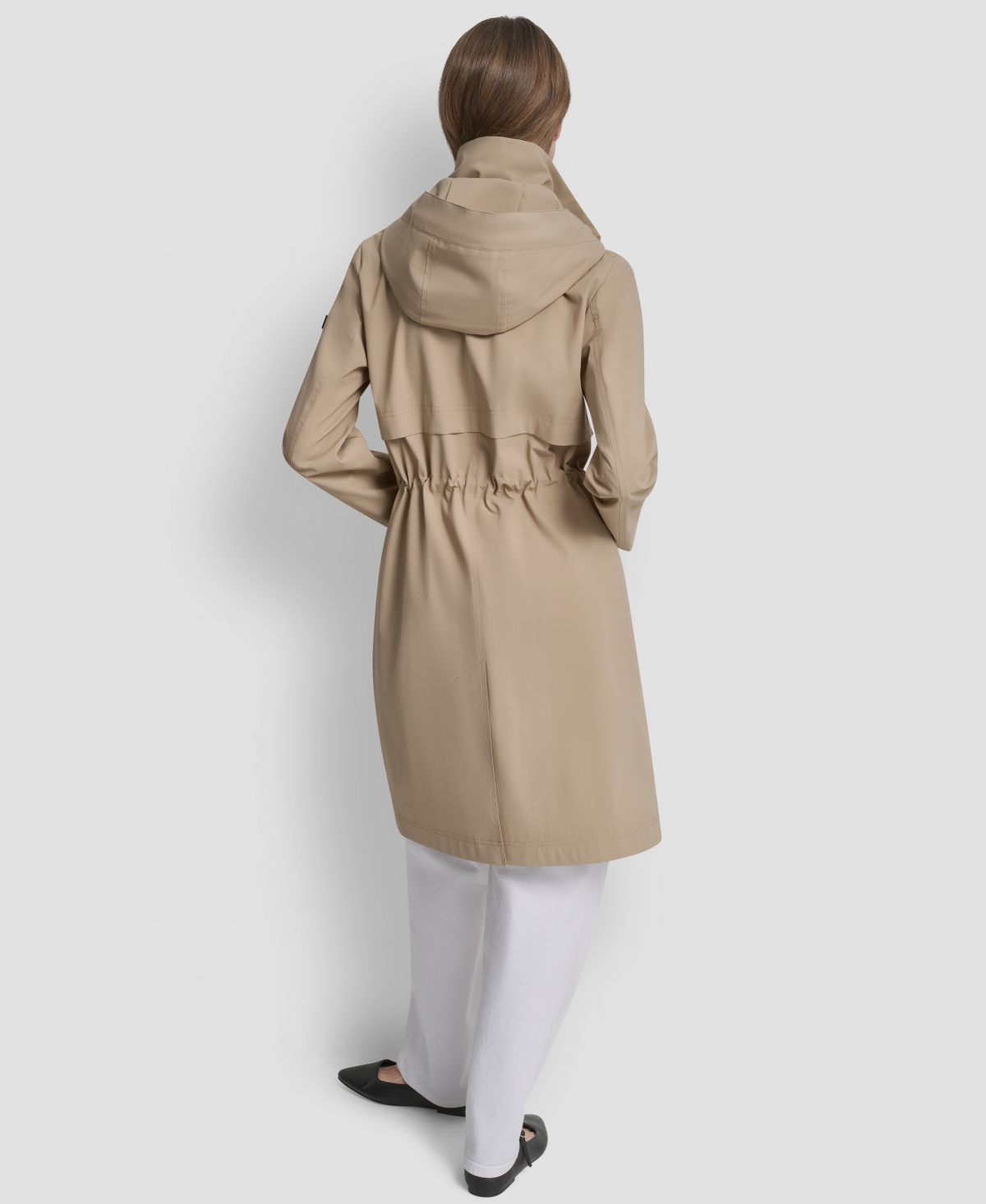 Dkny Womens Pleather Trim Anorak Rain Coat