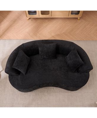 Crescent-shaped self-inflating sofa, modern low-back design, deep cushions