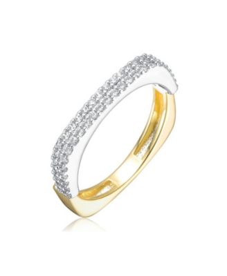 Timeless Clear CZ Chic Geometric Band Ring in Two-Toned Gold Plated