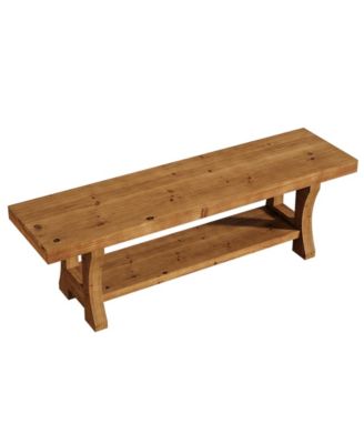 Solid Wood Entryway Bench, 55" End of Bed Bench, Long Indoor Dining Seat for Hallway, Bedroom, Living Room, Dining Room