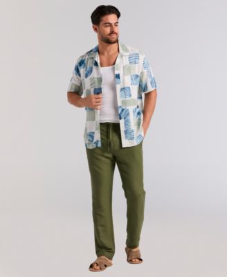 Men's Water Color Tropical Geometric Short-Sleeve Shirt