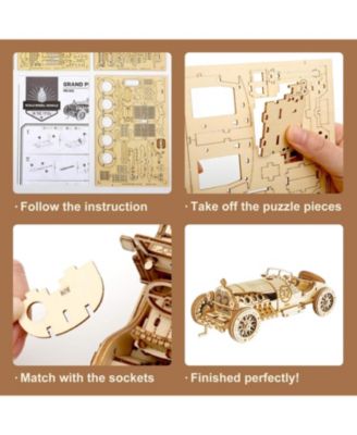 Model Car Kits - Wooden 3D Puzzles - Model Cars to Build for Adults 1:16 Scale Model Grand Prix Car Teens and Adults-Toy Gifts
