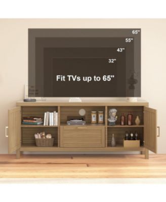 Farmhouse TV Stand for TVs Up to 65", Farmhouse Entertainment Center with Door, Rustic Media Console TV Cabinet with Storage & Adjustable Shelf
