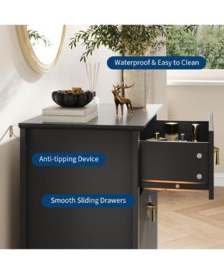 27.5" Wide Fluted Dresser, 3 Drawer Modern Wood Nightstand Chest for Bedroom