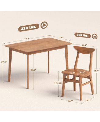 5-Piece Solid Wood Dining Table Set Kitchen Table and Chairs