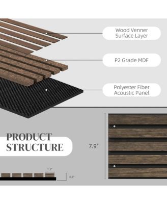 95" x 8" Wood Wall Panels, 4 Pack Slat Acoustic Panels,