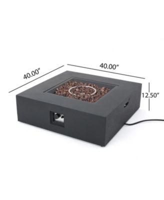 50000 BTU Outdoor Propane Fire Pit Dark Grey with Tank Holder Lightweight Concrete Modern Design