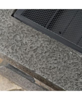 28 Inch Square MGO Fire Pit Outdoor Elegant Design Heat Resistant Iron Fire Bowl No Assembly Required