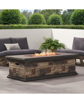 Rectangle MGO Fire Pit 50000 BTU 56.25W x26D x17.25H Lightweight Concrete Faux Stone Propane Only