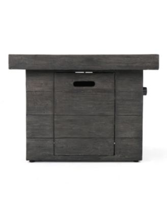 32 Inch Square MGO Fire Pit Grey Wood Pattern 40000 BTU Outdoor Propane Fire Table