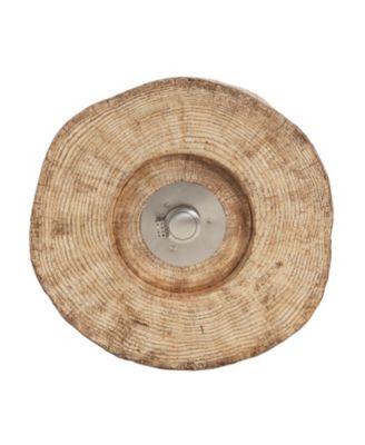 30000 BTU Patio MGO Propane Fire Pit Wood Pattern Brown Round Design Adjustable Flame No Assembly