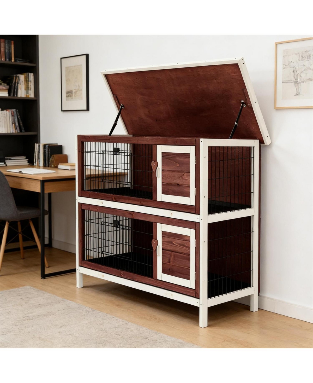 Aostirmotor Elevated Outdoor Cat Hutch - Raised, Dry & Secure Wooden Shelter