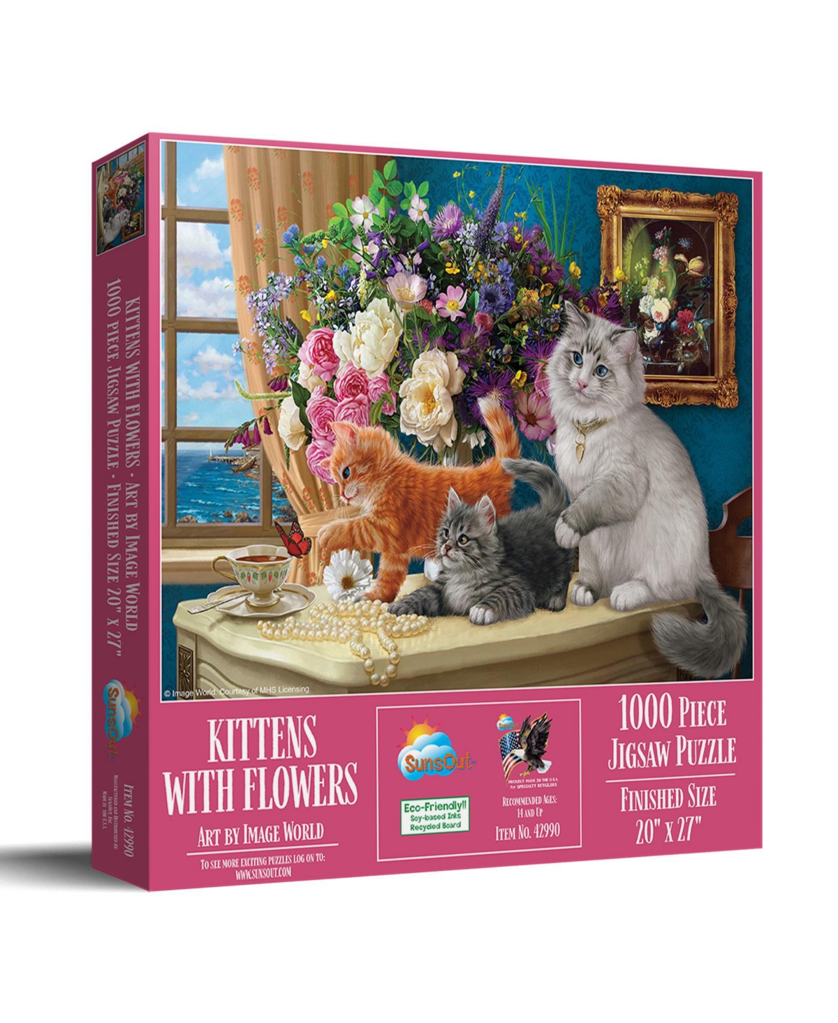 Kittens with flowers 1000 piece Jigsaw Puzzle for Adults