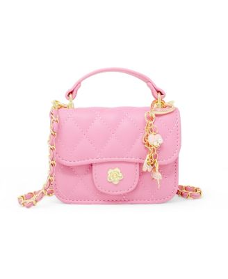 Girls Tiny Quilted Ballet Charm Handbag, Pink
