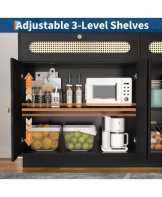 Buffet Cabinet with Storage, 4-Door 2-Drawer Sideboard, Dining Room Sideboard Buffet