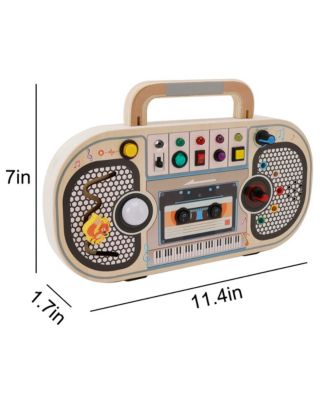 Interactive Light & Sound Busy Board for Toddlers, Montessori Toy with 5 Musical Switches & Games