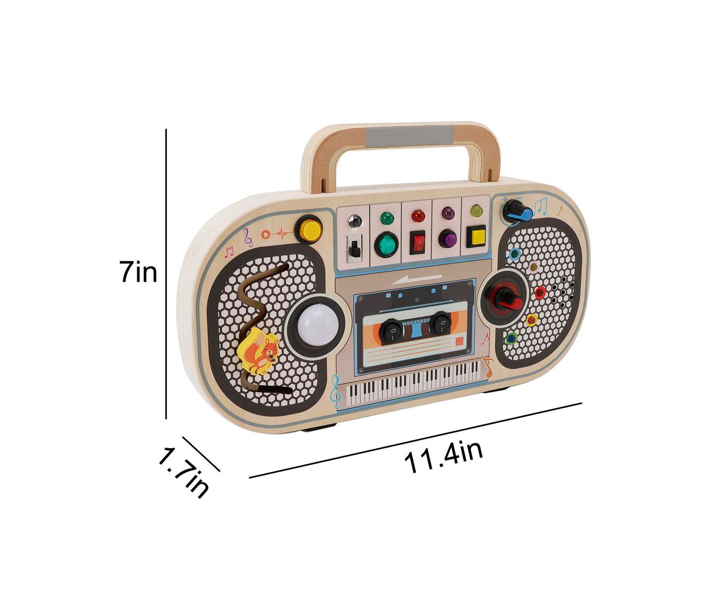 Детская игрушка Bruce & Shark Interactive Light & Sound Montessori Busy Board, Ages 1+, цвет: Коричневый — фото 10