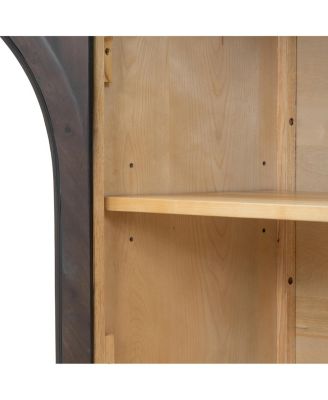 Espresso 4-Door Large Storage Sideboard Buffet Cabinet with Glass Doors