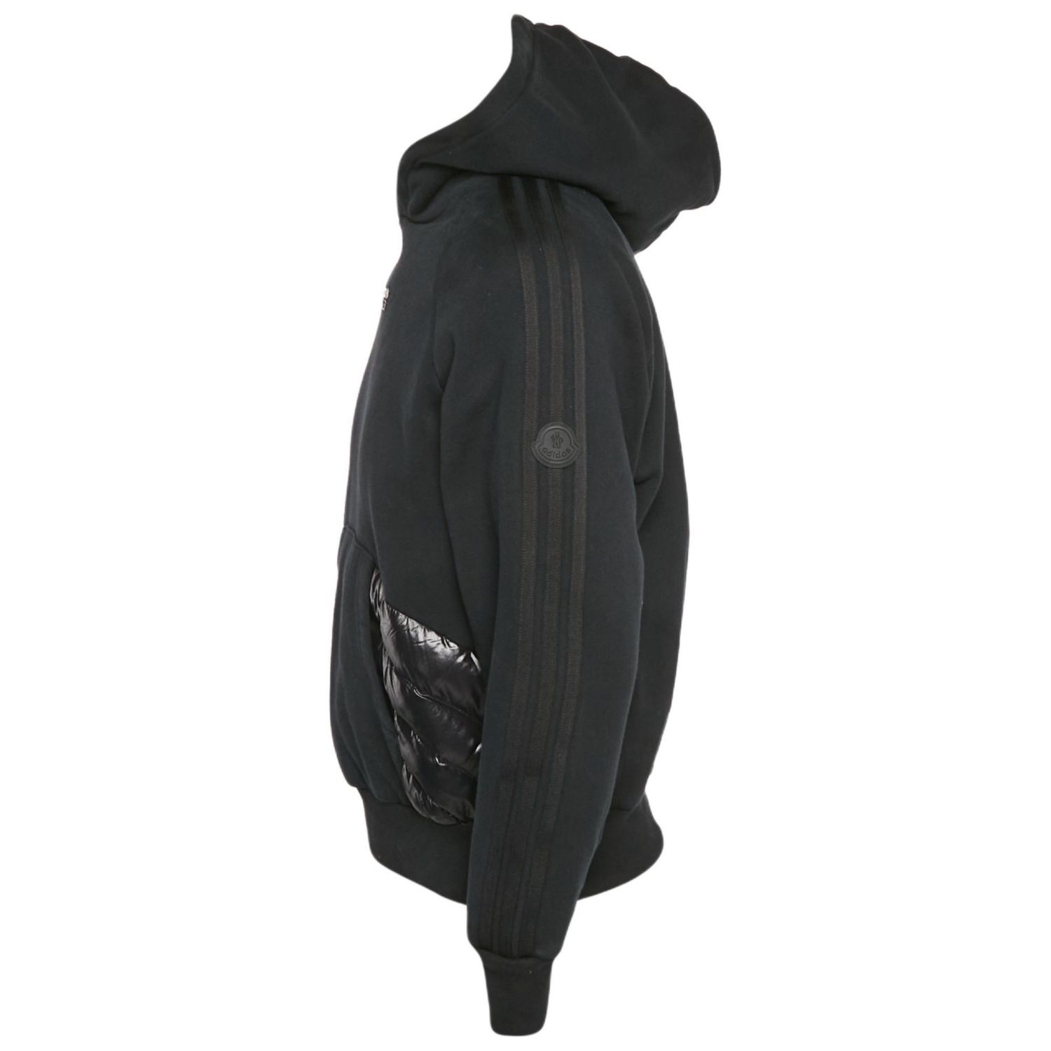 Men's X Adidas Black Cotton Knit Puffer Trim Hoodie
