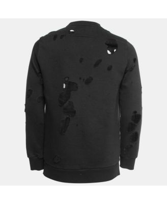 Men's Black Destroyed Effect Cotton Sweatshirt