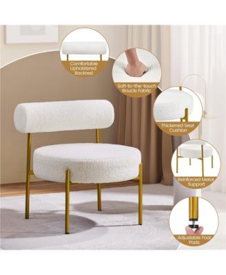 1 Pc Boucle Fabric & Gold Metal  Accent Feature Side Chair