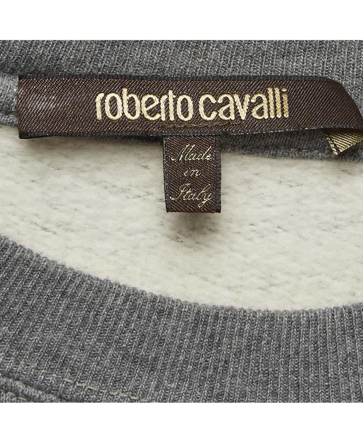 Pre-Owned Roberto Cavalli Men's Grey Eagle Print Cotton Knit Sweatshirt
