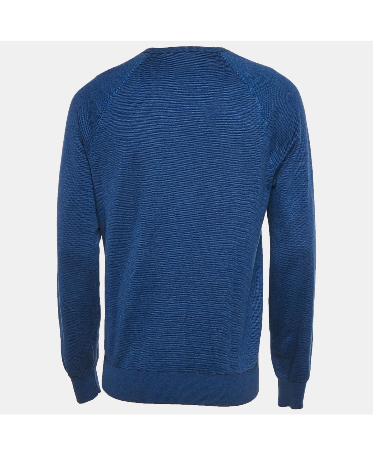 Pre-Owned Alexander Mcqueen Men's Blue 3D Skull Embossed Cotton Knit Sweater