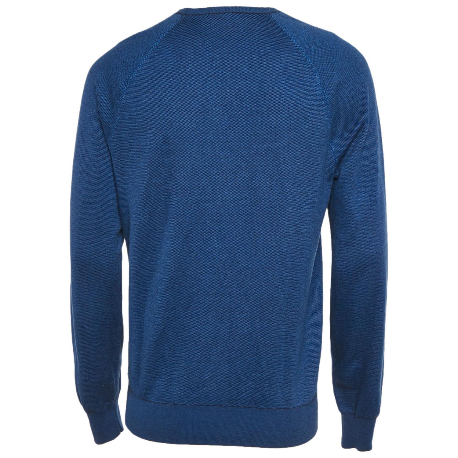 Men's Blue 3D Skull Embossed Cotton Knit Sweater