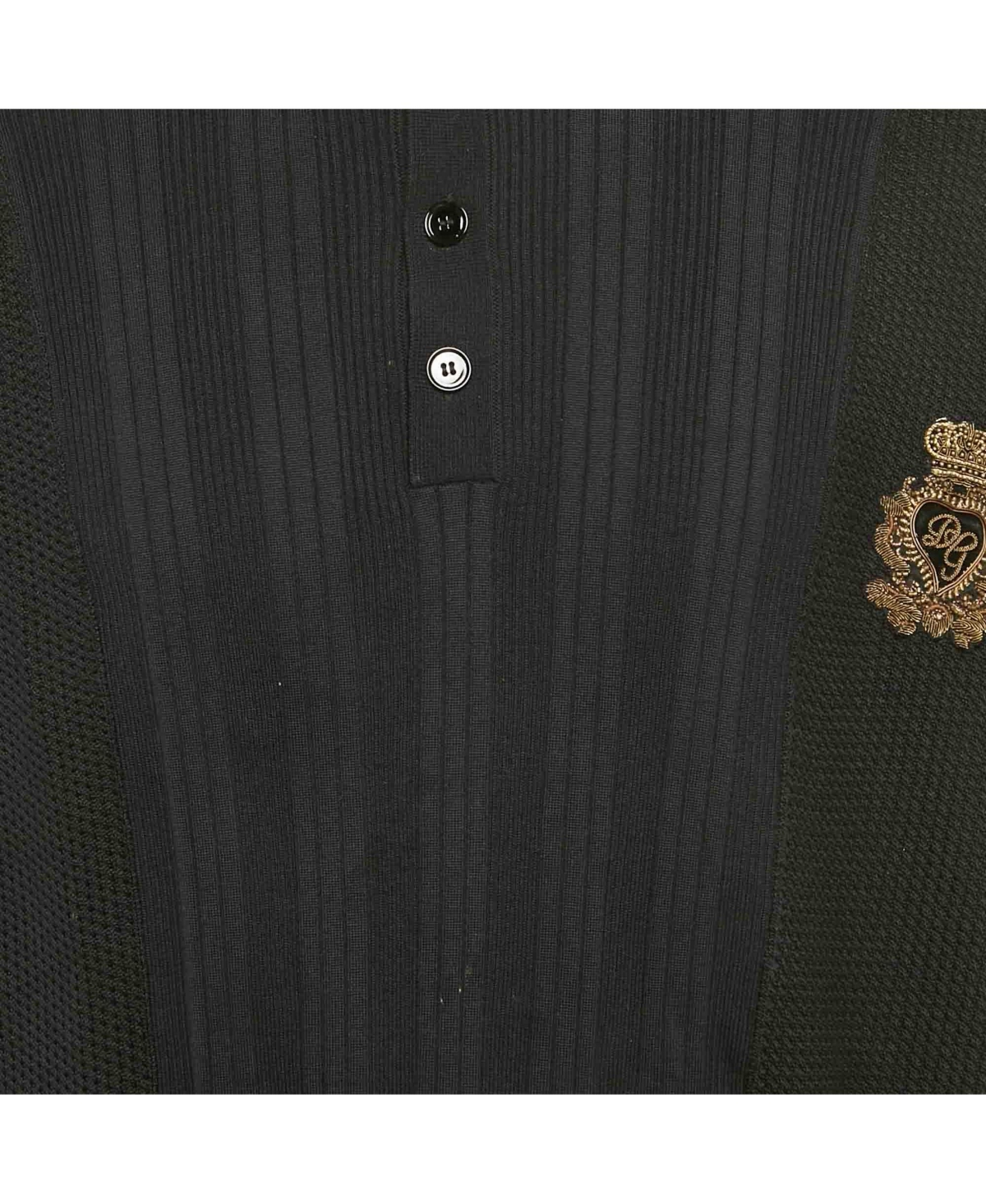 Pre-Owned Dolce & Gabbana Men's Black Knit Applique Detail Oversized T-Shirt