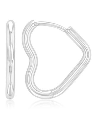 Waterproof Platinum 15mm Tube Heart Huggie Earrings