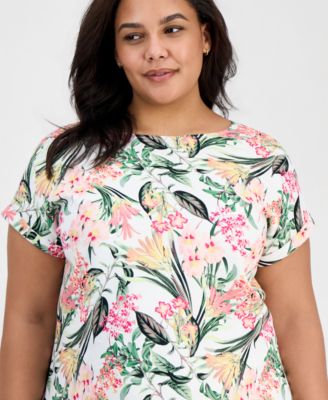 Plus Size Printed Side-Button Dress