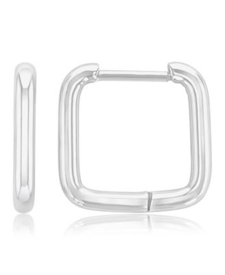 Waterproof Yellow 14mm Tube Square Huggie Earrings