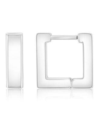 Square Silver Tone Hoop Earrings
