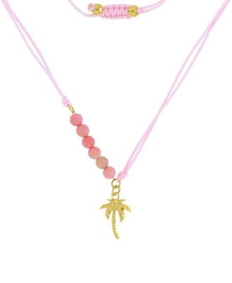 Waterproof Yellow Palm Tree Rhodonite Adjustable Necklace
