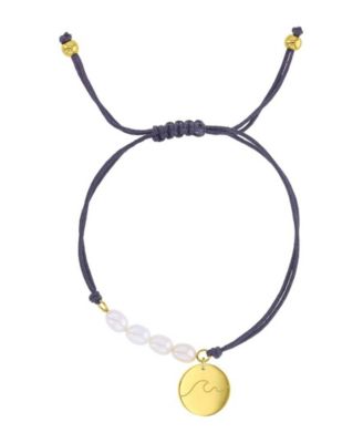 Waterproof Yellow RD Wave Heart Charm Pearl Adjustable Bracelet