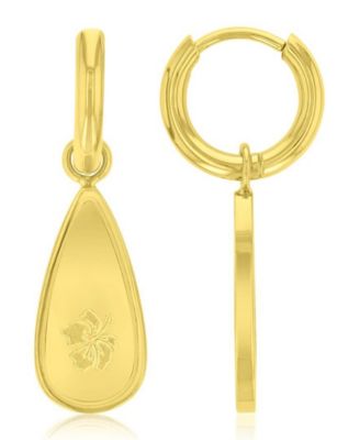 Waterproof Yellow 29mm Hibiscus Huggie Earrings