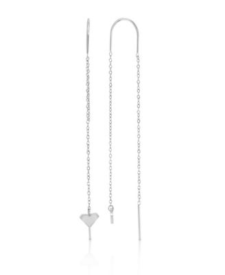 Waterproof Platinum 65mm Triangular Heart Pineapple Threader Earrings