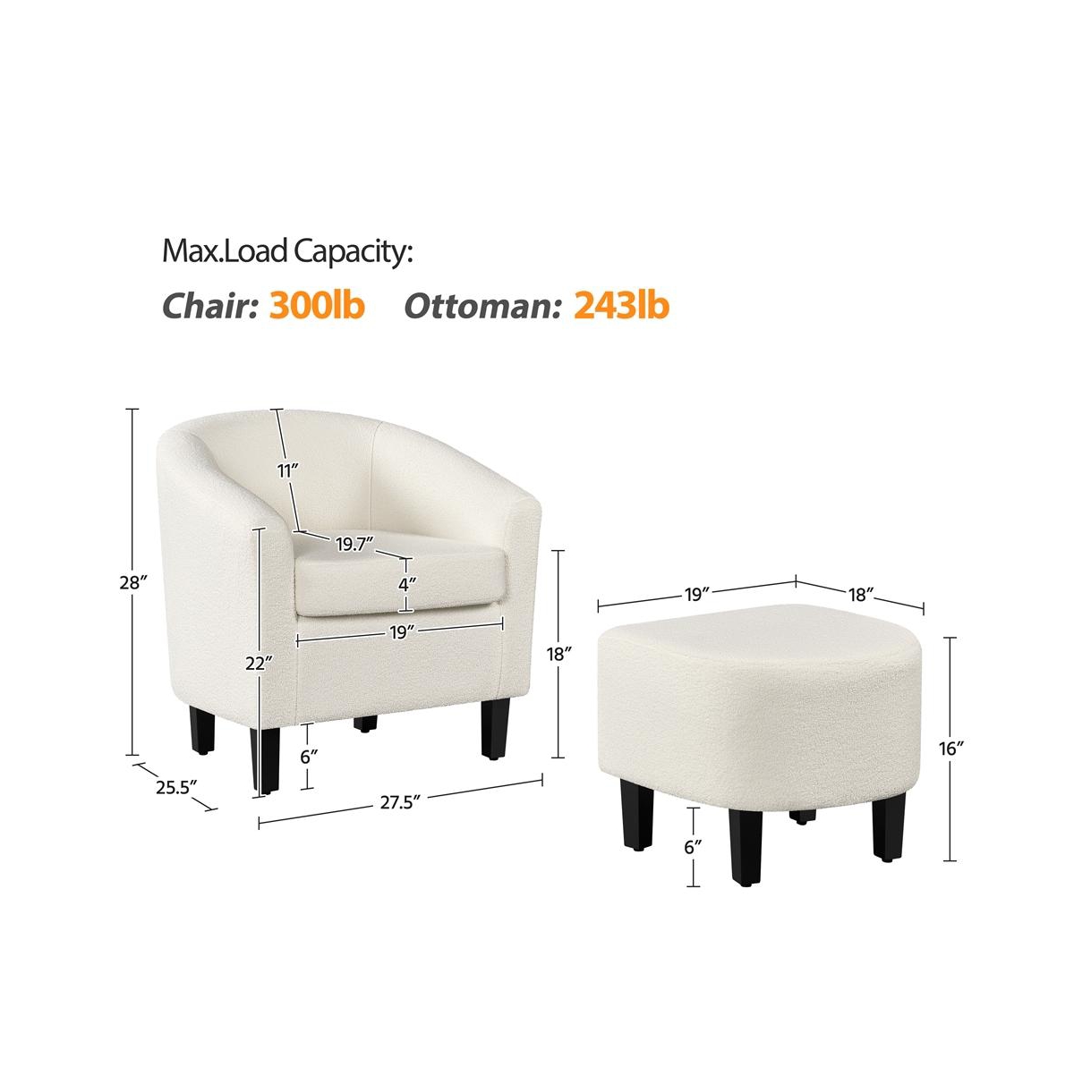Yaheetech Contemporary Boucle Club Chair and Ottoman Set
