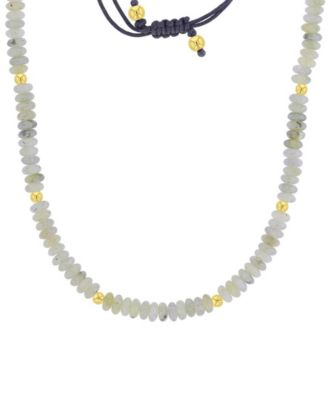 Waterproof Yellow Beads Onyx Adjustable Necklace