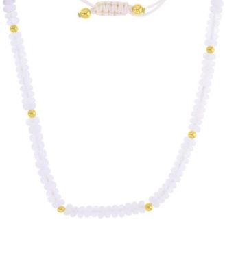 Roxy Waterproof Yellow Beads Onyx Adjustable Necklace - Gold White