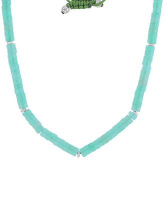 Roxy Waterproof Yellow Beads Green Aventurine Adjustable Necklace - Platinum 128$