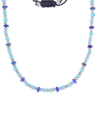Roxy Waterproof Yellow Turquoise Labradorite Adjustable Necklace - Platinum Black 128$