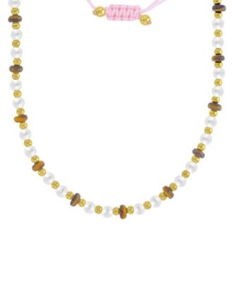 Waterproof Yellow Tiger Eye Pearl Adjustable Necklace