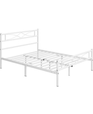 Simple Full Metal Bed Frame with Curved Design Headboard and Footboard