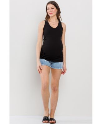 Maternity Side Ruched Ribbed Tank Top