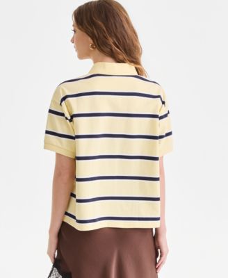 Women's Striped Cotton Short-Sleeve Rugby Shirt, Macy's Exclusive
