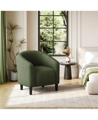 1 piece Corduroy Fabric Upholstered Accent Barrel Chair