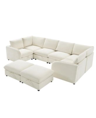 Terencio 128.5" Modern Storage Modular Sectional Sofa with Hassle-free Assembly