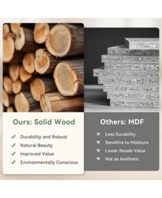 55.12-Inch Solid Wood Dining Bench, Farmhouse Long Kitchen Bench with Strengthened Legs for Dining Room, Kitchen, Restaurant, Natural Brown