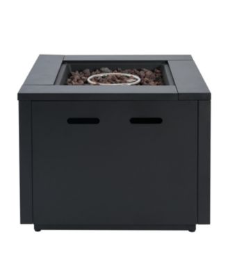 30 Inch Square Steel Fire Pit Table Black 40000 BTU Galvanized Steel Construction